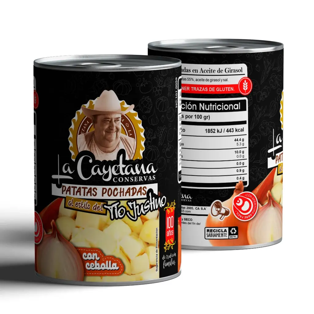 Patatas pochadas en aceite de girasol con cebolla 395g